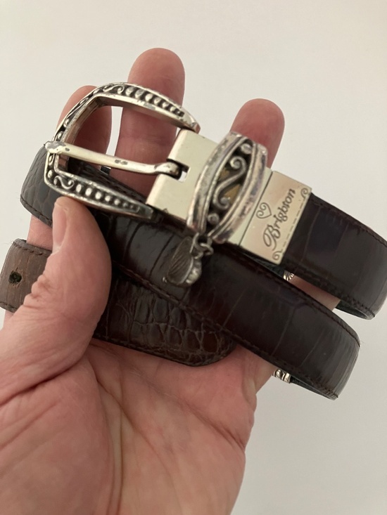 Brighton reversible belt // hinged black and brown // silver tone hardware main image 13